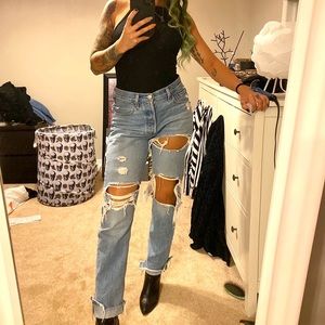 Levi’s 501 distressed jeans